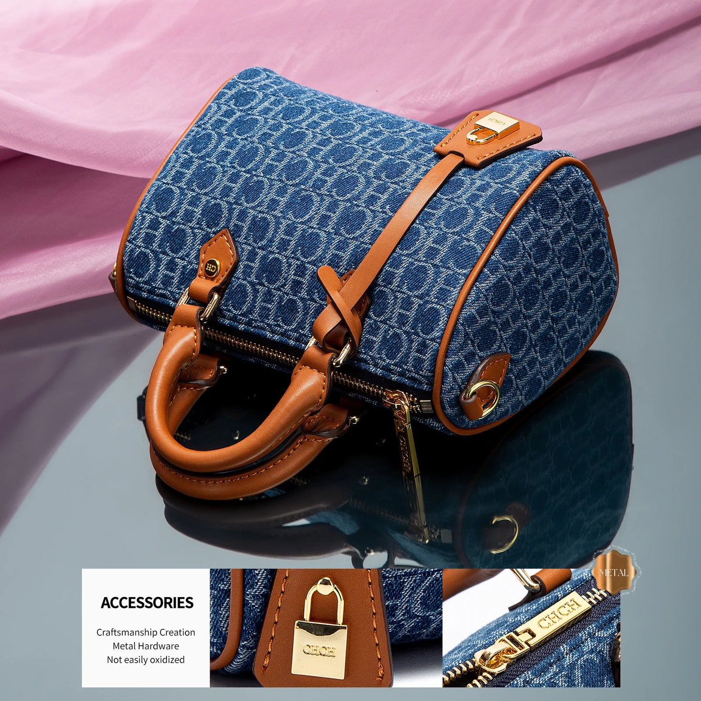 Chic Denim Crossbody & Handbag