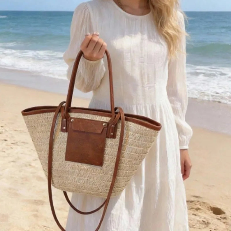 Summer Straw Beach Tote Bag