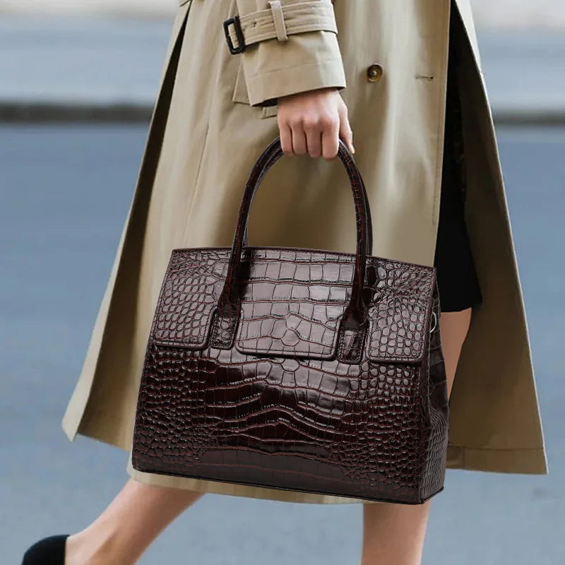 Glossy Crocodile Texture Tote Bag