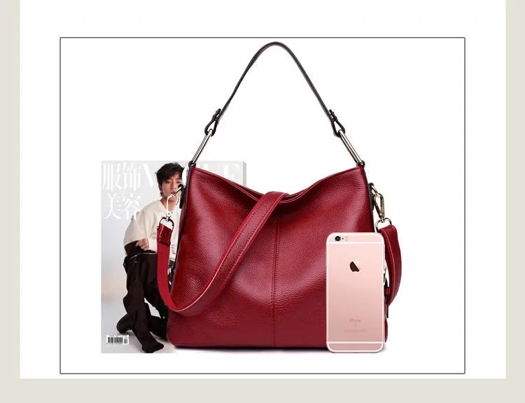 Soft Leather Casual Handbag