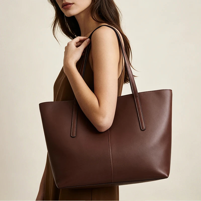 Designer Leather Shoulder Tote Bag