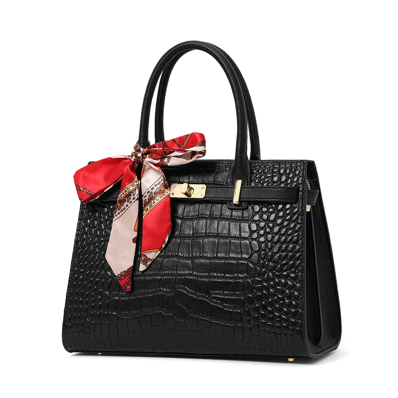 Luxury Crocodile Texture Tote Bag