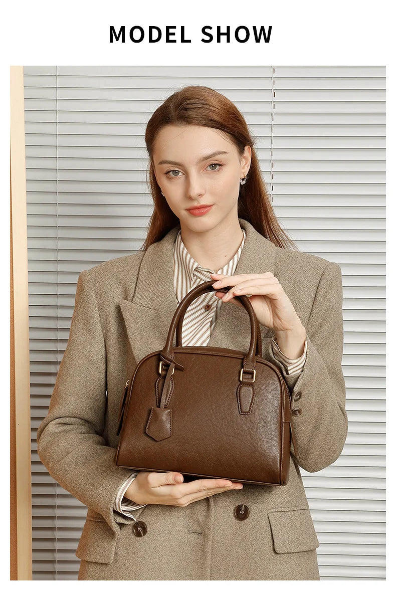 Top Handle Leather Handbag