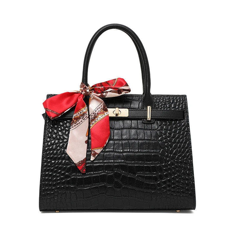 Luxury Crocodile Texture Tote Bag