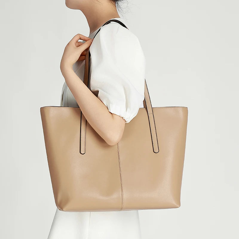 Designer Leather Shoulder Tote Bag