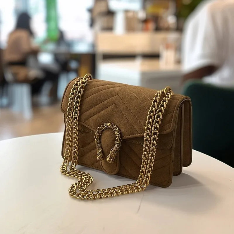 Luxury Flap Bag with Metallic Clasp