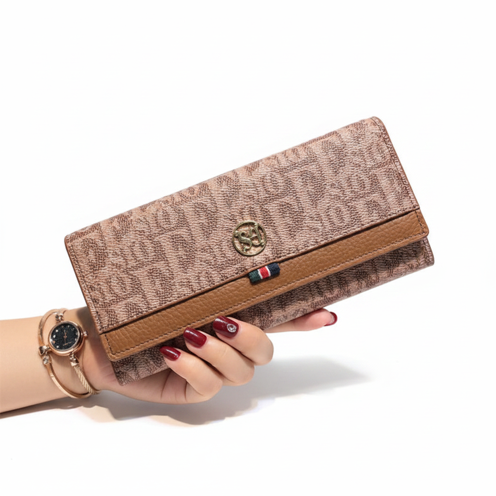 Letter Print Leather Wallet