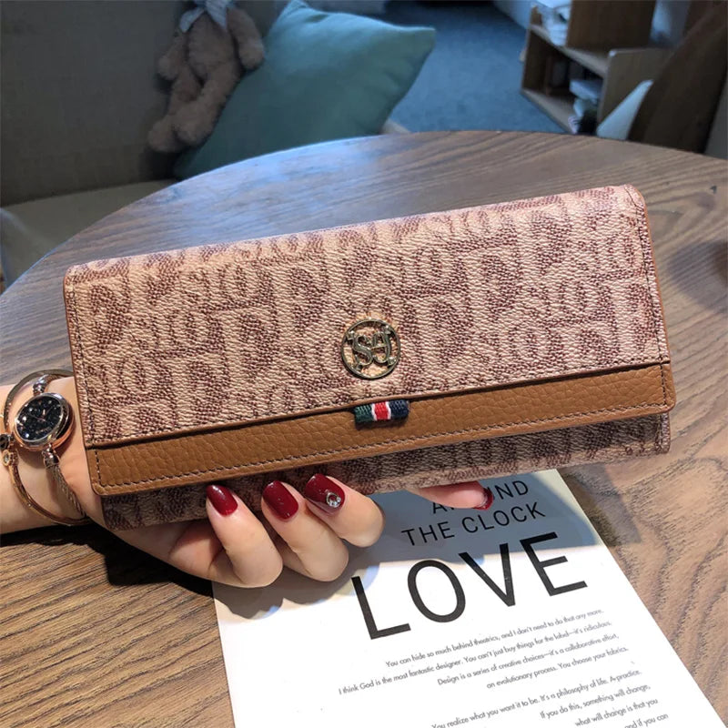 Letter Print Leather Wallet
