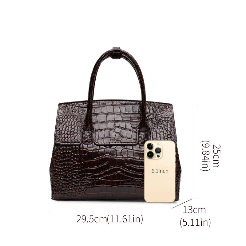 Glossy Crocodile Texture Tote Bag
