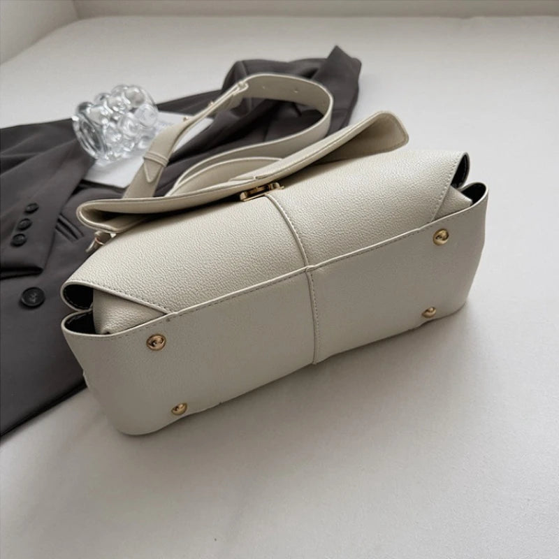 Chic Slanted Leather Shoulder Bag