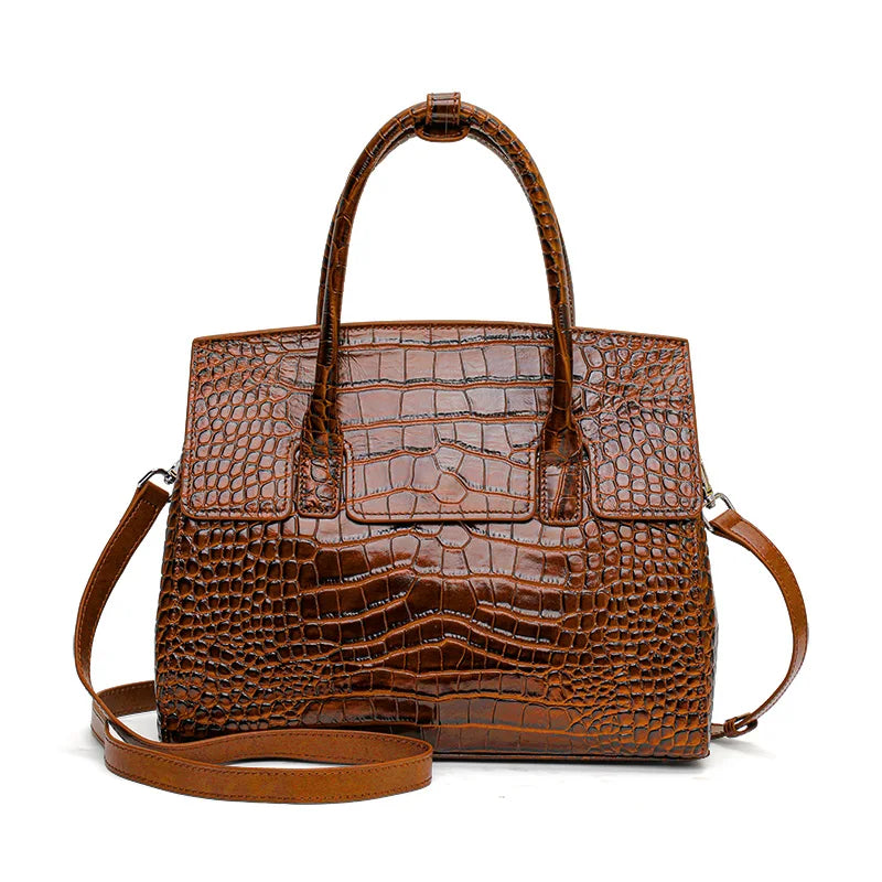 Glossy Crocodile Texture Tote Bag