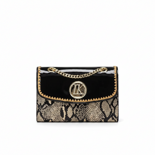 Snake Print Flap Shoulder Bag