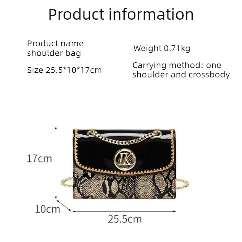 Snake Print Flap Shoulder Bag