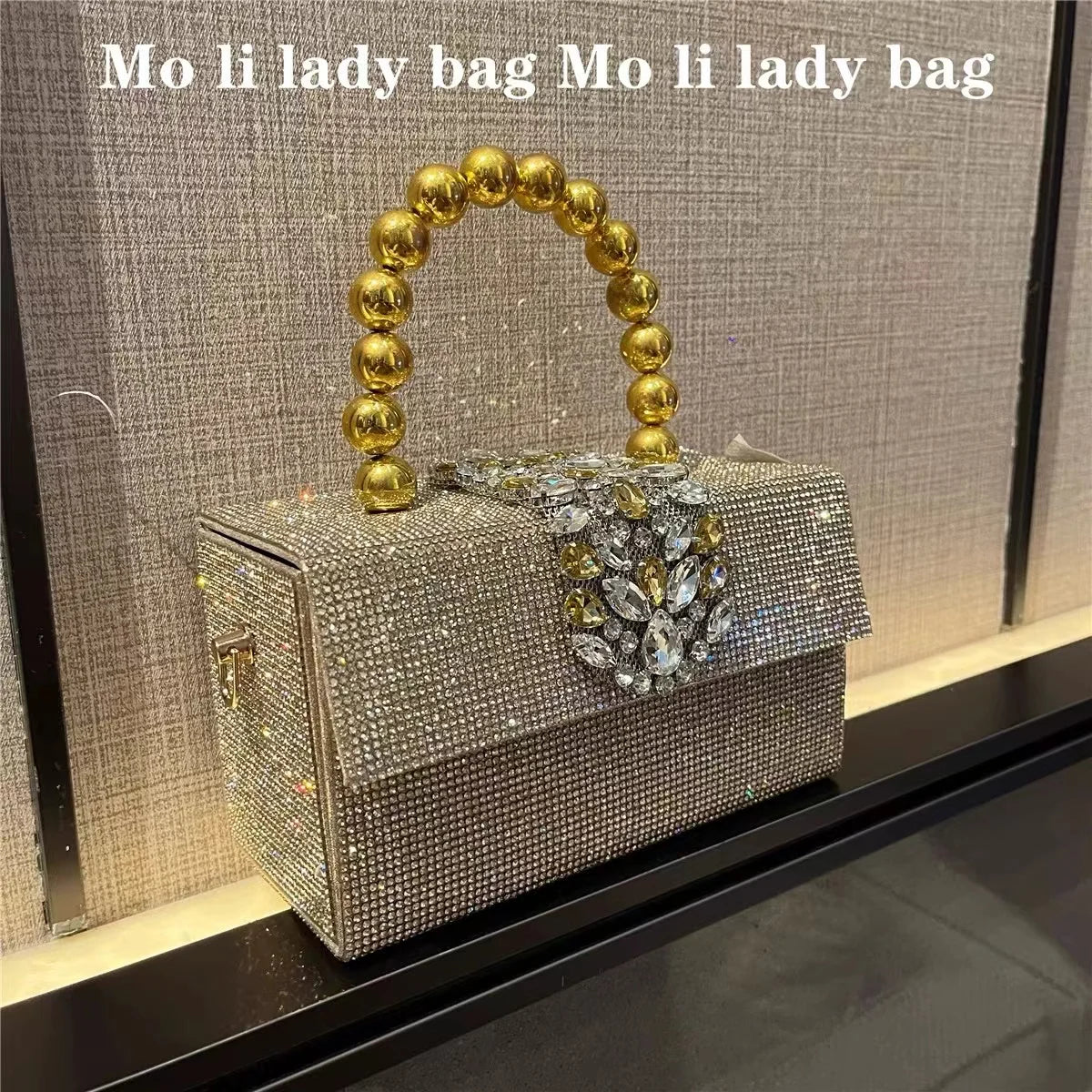 Crystal Beaded Party Box Clutch