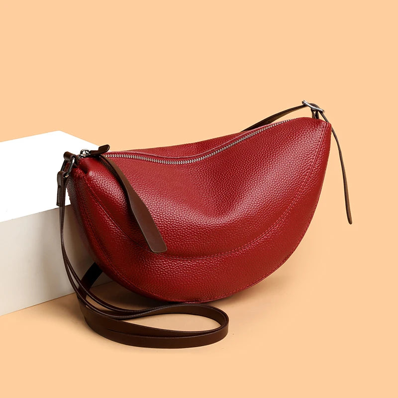 Luxury Genuine Leather Half Moon Shoulder & Messenger Bag