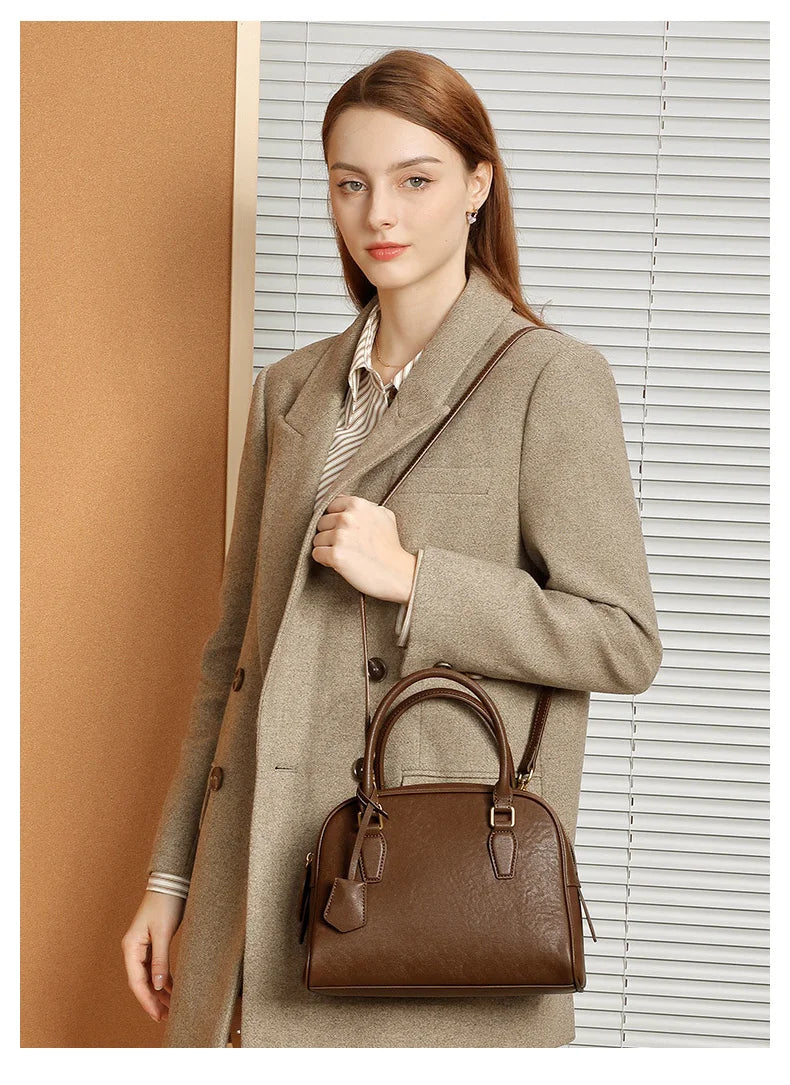 Top Handle Leather Handbag
