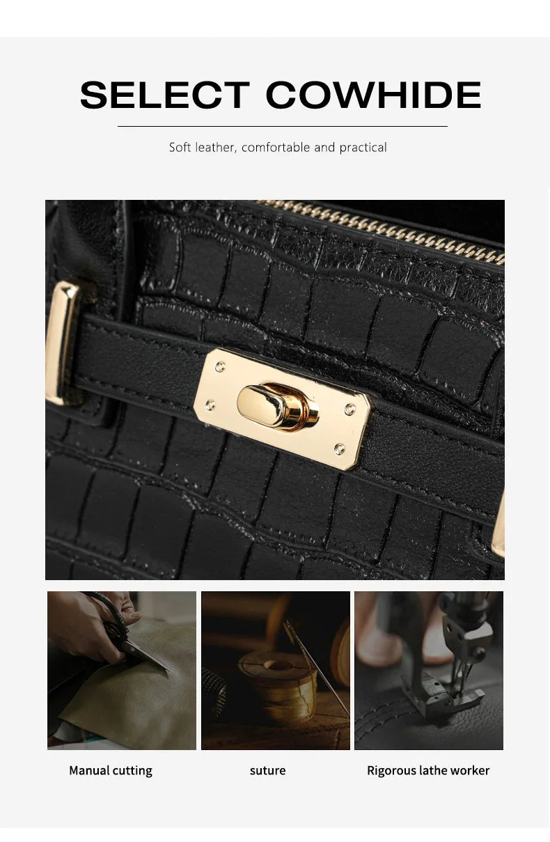 Luxury Crocodile Texture Tote Bag