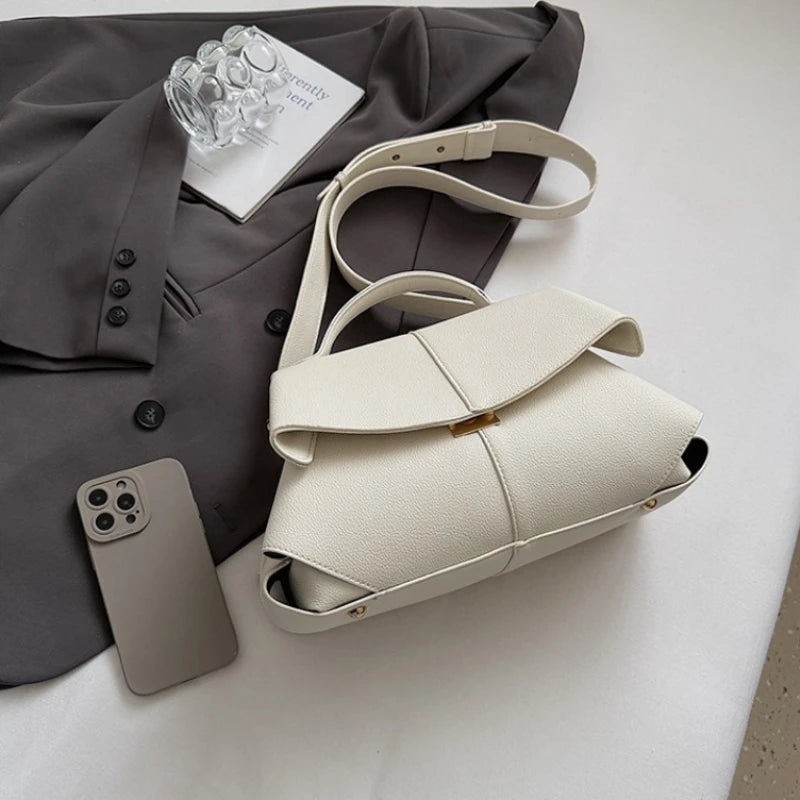 Chic Slanted Leather Shoulder Bag