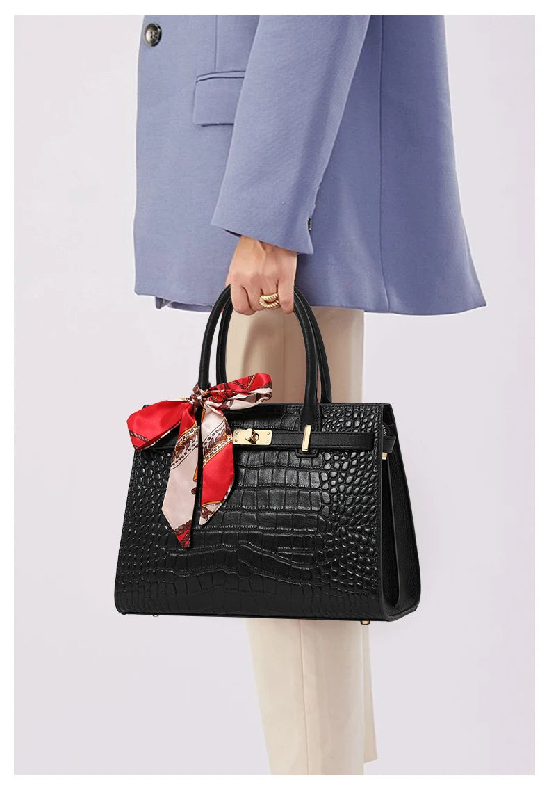 Luxury Crocodile Texture Tote Bag