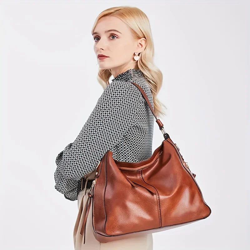 Vintage Style Multi-Way Leather Handbag