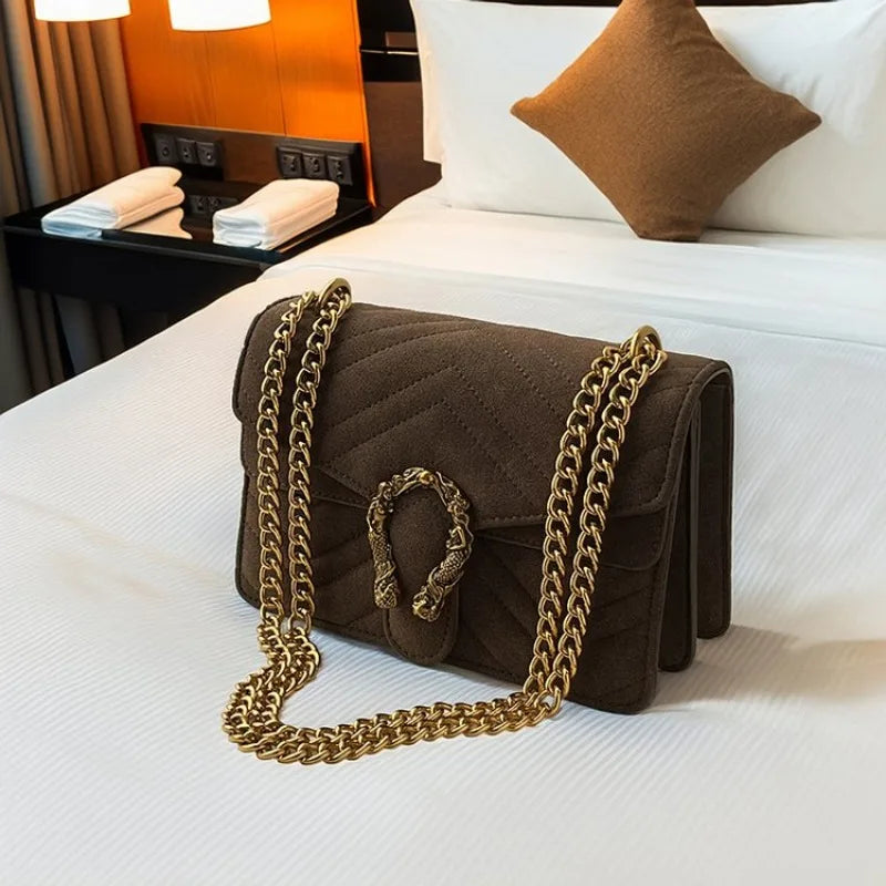 Luxury Flap Bag with Metallic Clasp