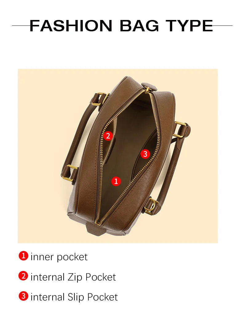 Top Handle Leather Handbag