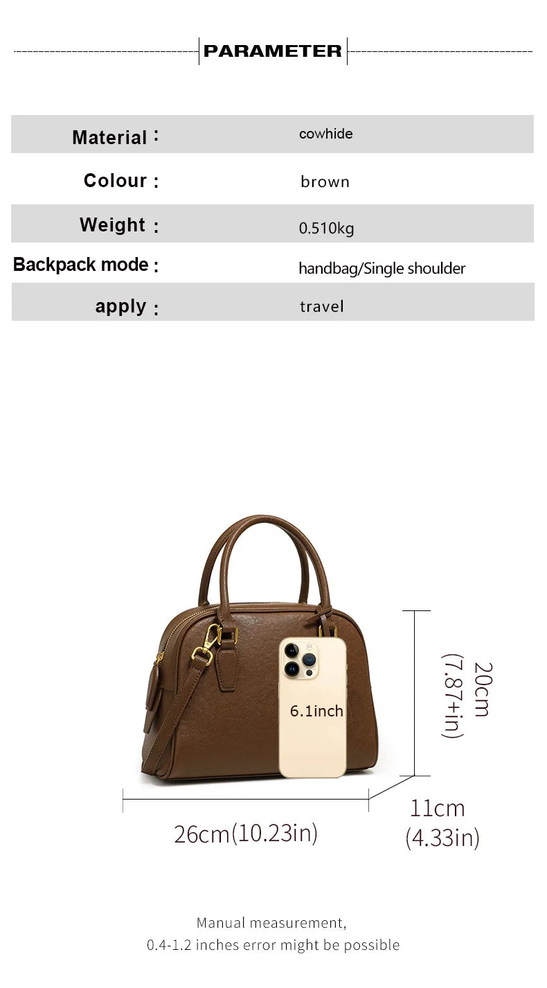 Top Handle Leather Handbag