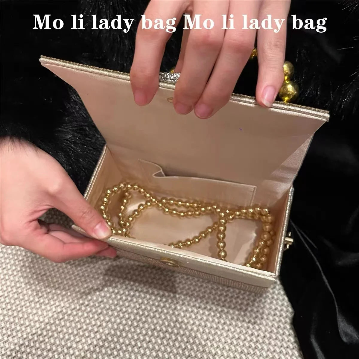 Crystal Beaded Party Box Clutch