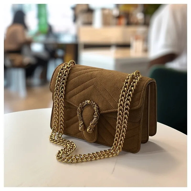 Luxury Flap Bag with Metallic Clasp