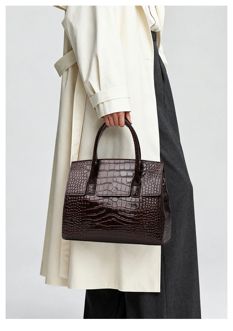 Glossy Crocodile Texture Tote Bag