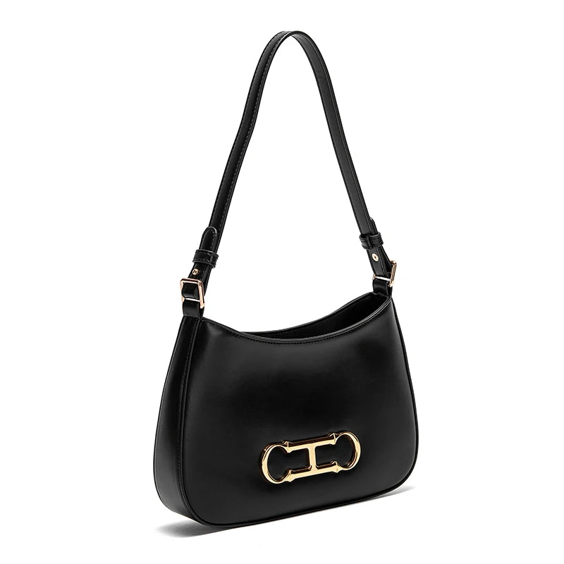 Chic Hobo Bag with Gold Hardware