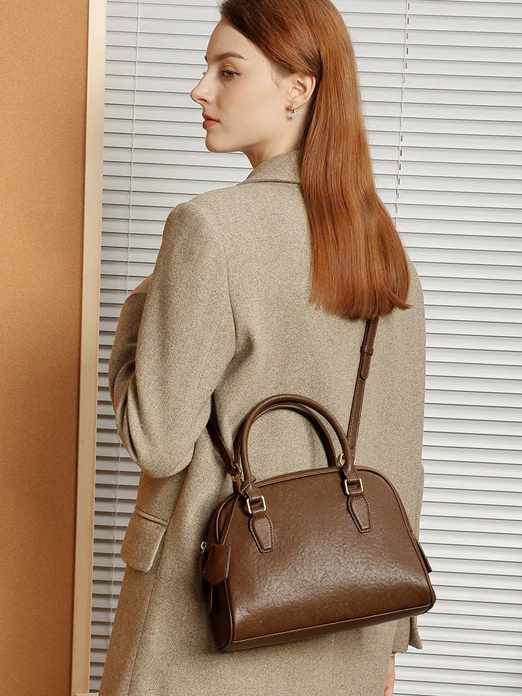 Top Handle Leather Handbag