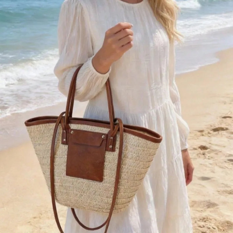 Summer Straw Beach Tote Bag