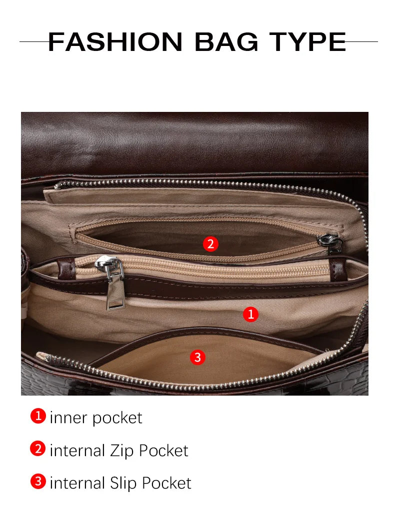 Glossy Crocodile Texture Tote Bag