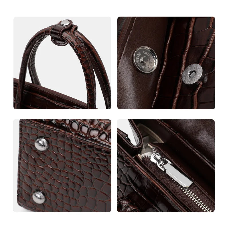 Glossy Crocodile Texture Tote Bag