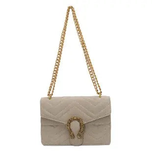 Luxury Flap Bag with Metallic Clasp