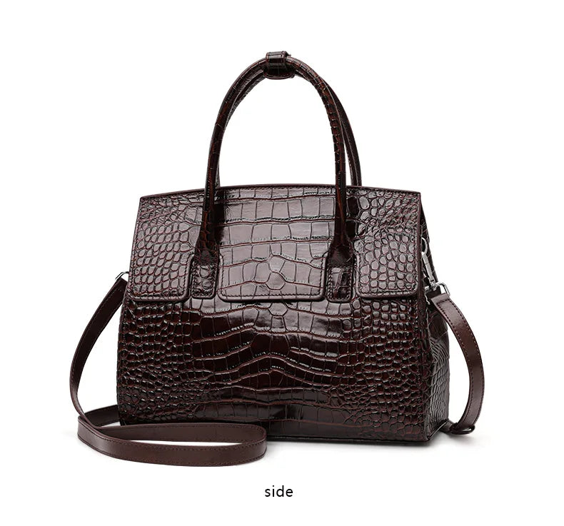 Glossy Crocodile Texture Tote Bag