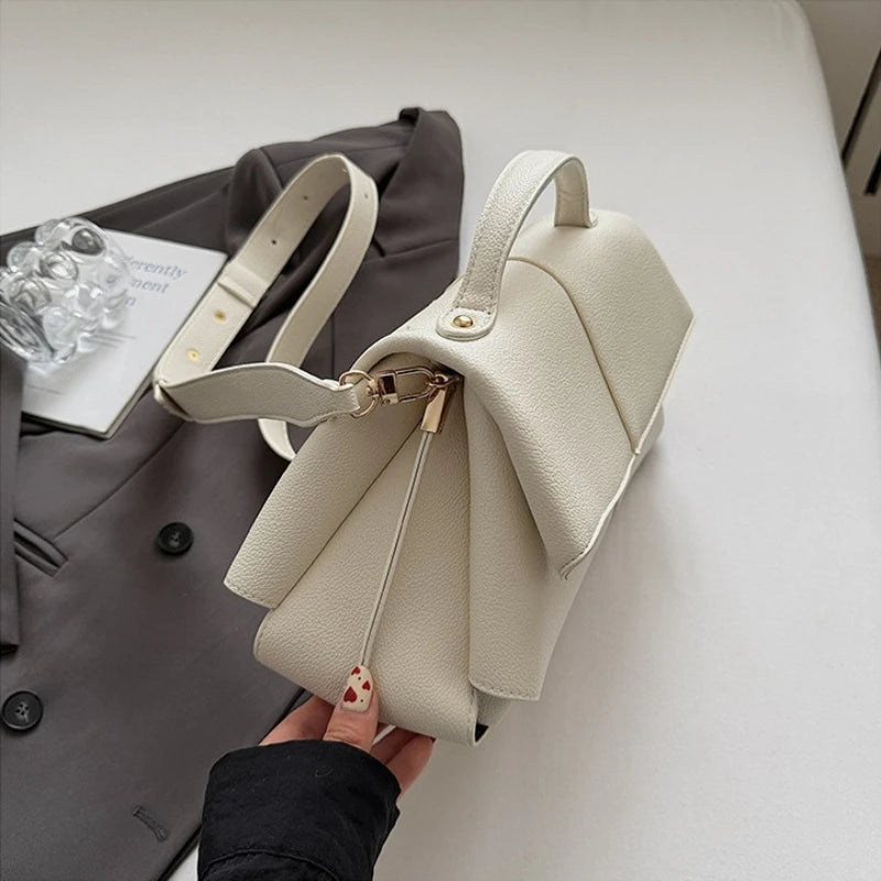 Chic Slanted Leather Shoulder Bag