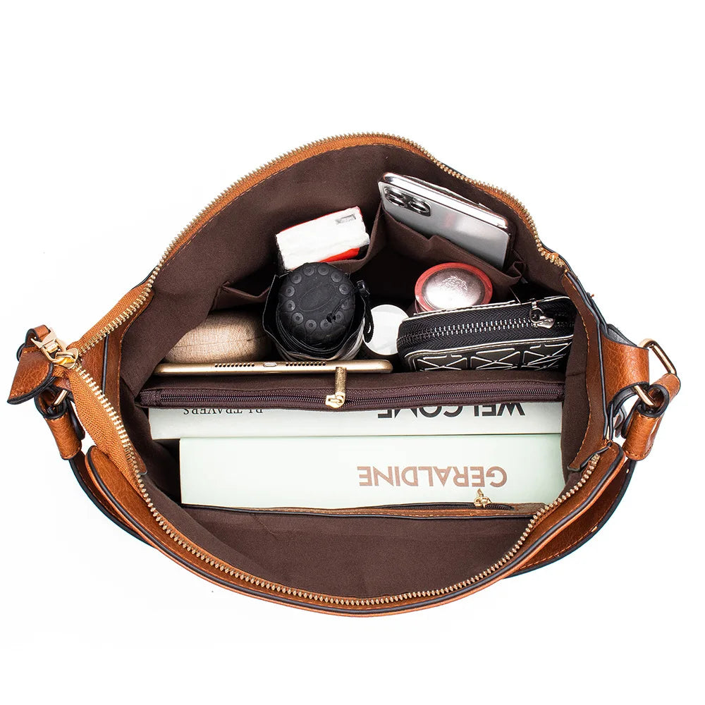 Vintage Style Multi-Way Leather Handbag
