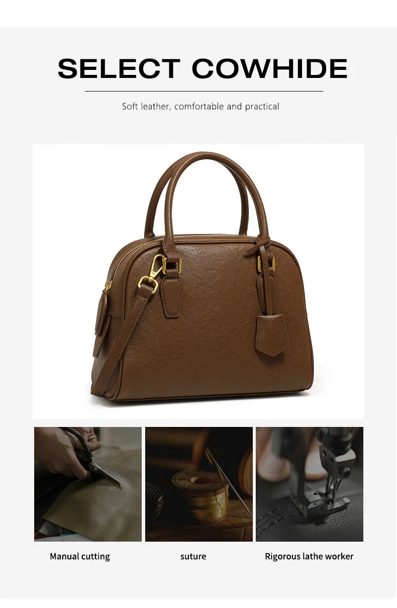 Top Handle Leather Handbag