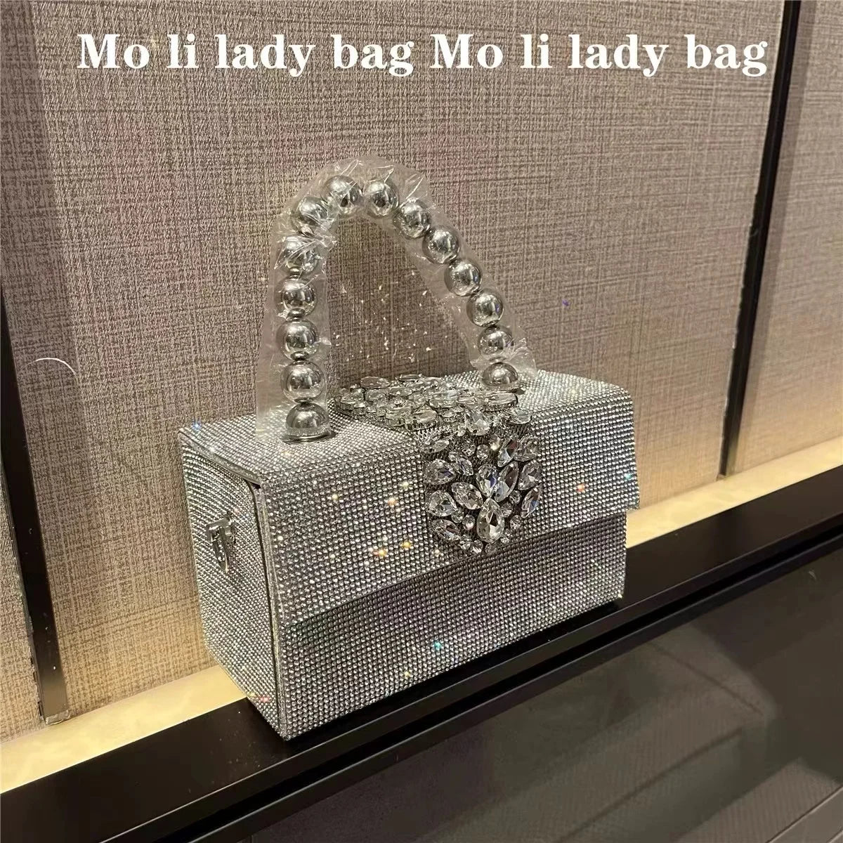 Crystal Beaded Party Box Clutch