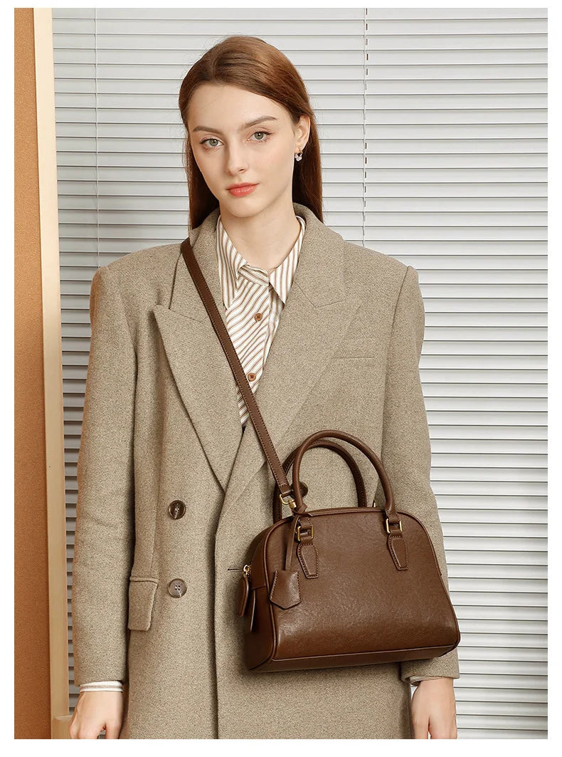Top Handle Leather Handbag