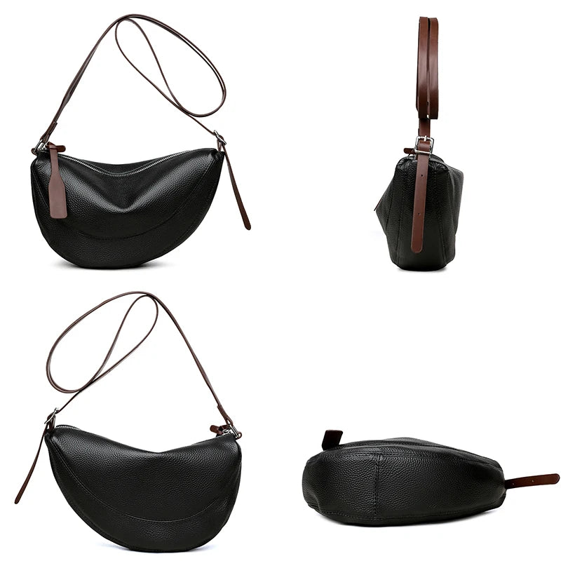 Luxury Genuine Leather Half Moon Shoulder & Messenger Bag