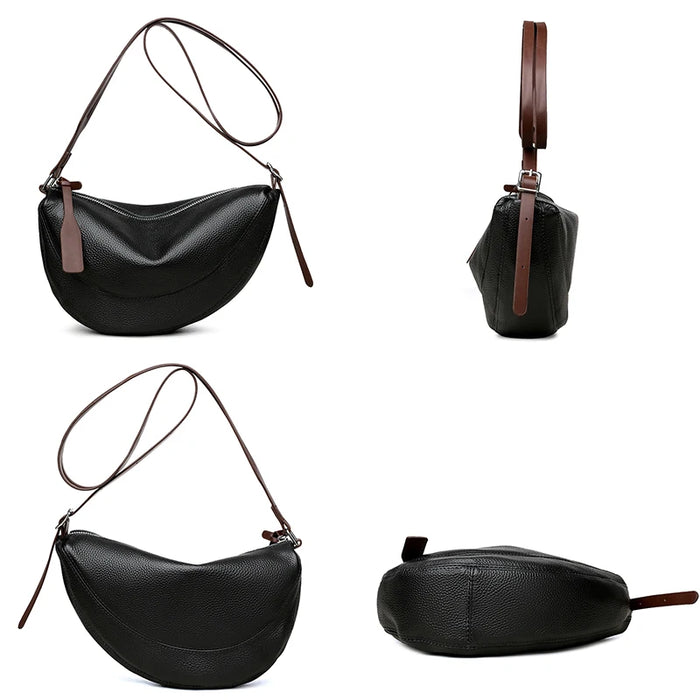 Luxury Genuine Leather Half Moon Shoulder & Messenger Bag