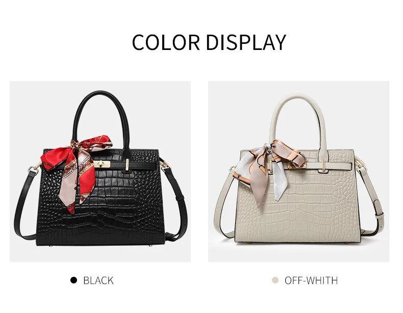 Luxury Crocodile Texture Tote Bag