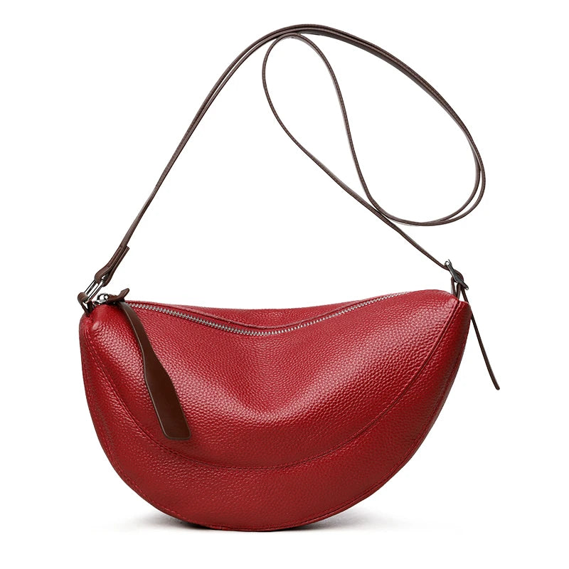 Luxury Genuine Leather Half Moon Shoulder & Messenger Bag