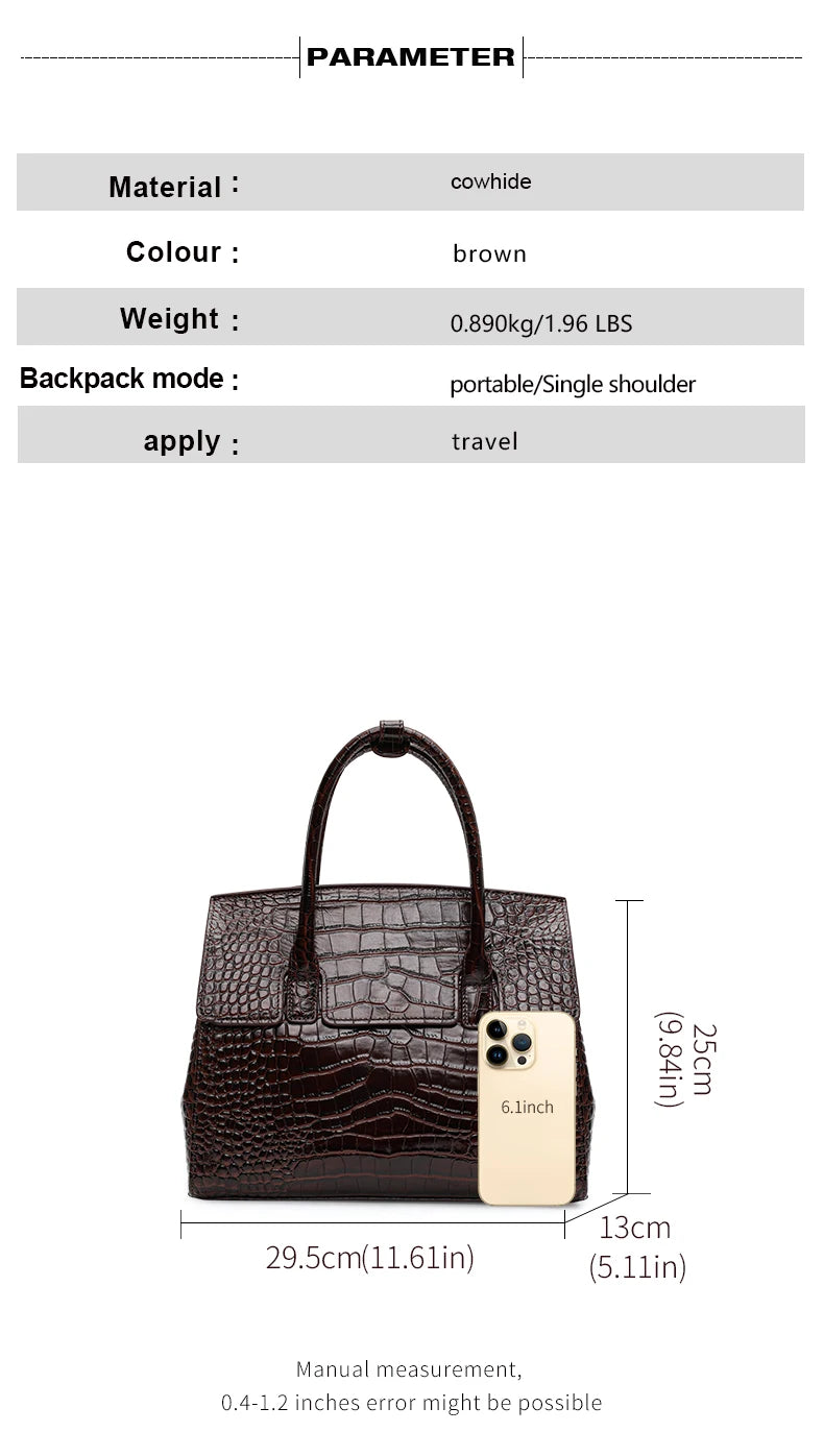 Glossy Crocodile Texture Tote Bag