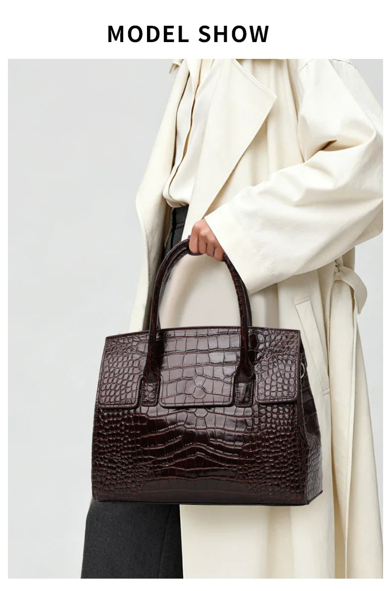 Glossy Crocodile Texture Tote Bag