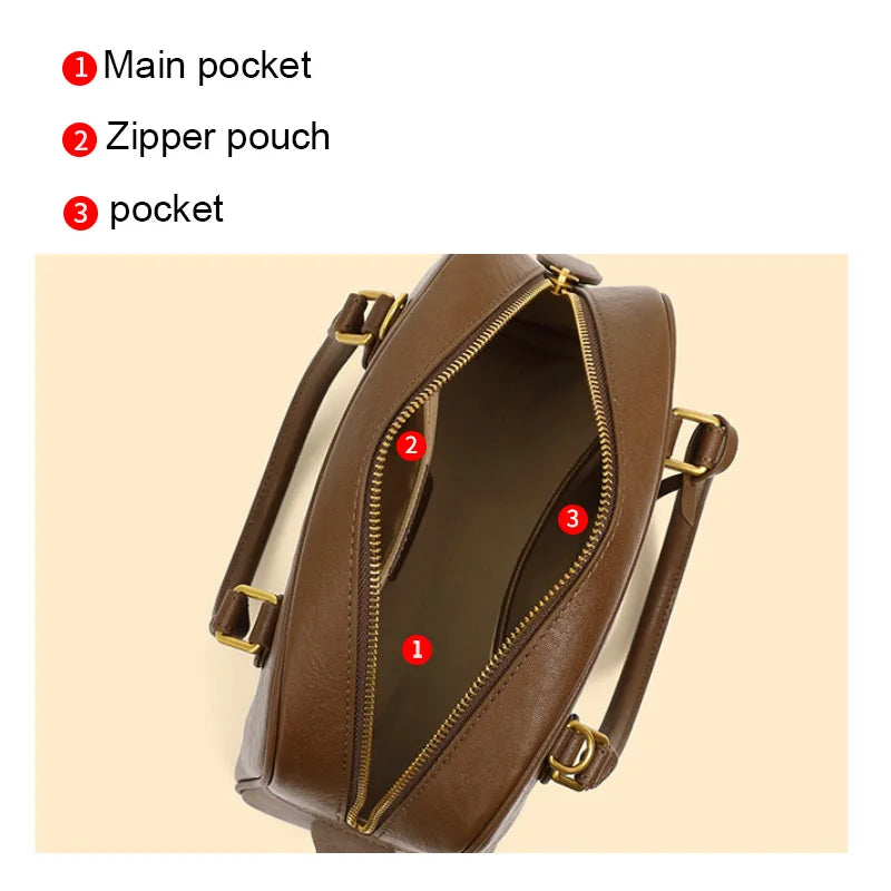 Top Handle Leather Handbag