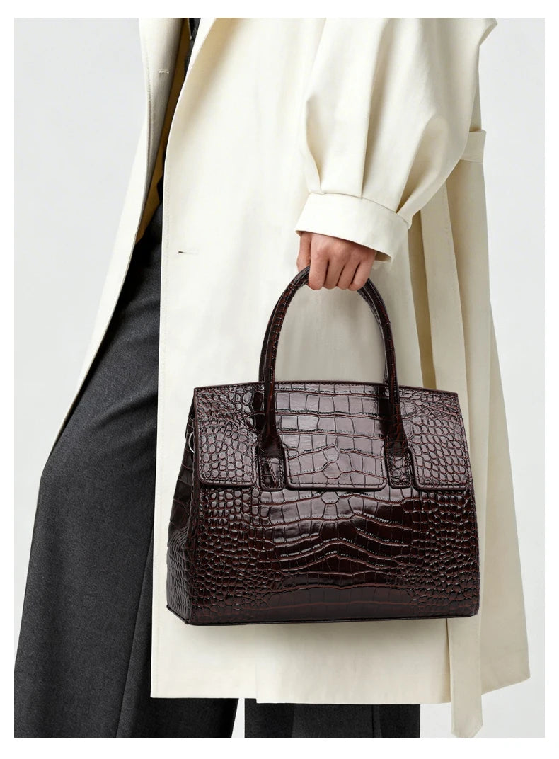 Glossy Crocodile Texture Tote Bag